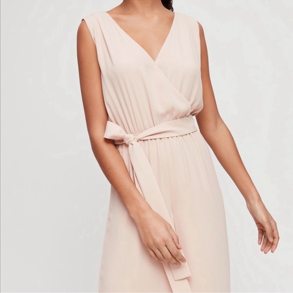 ARITZIA Babaton Maximillian Sleeveless Belted Wide Leg Cropped Jumpsuit (Taupe)